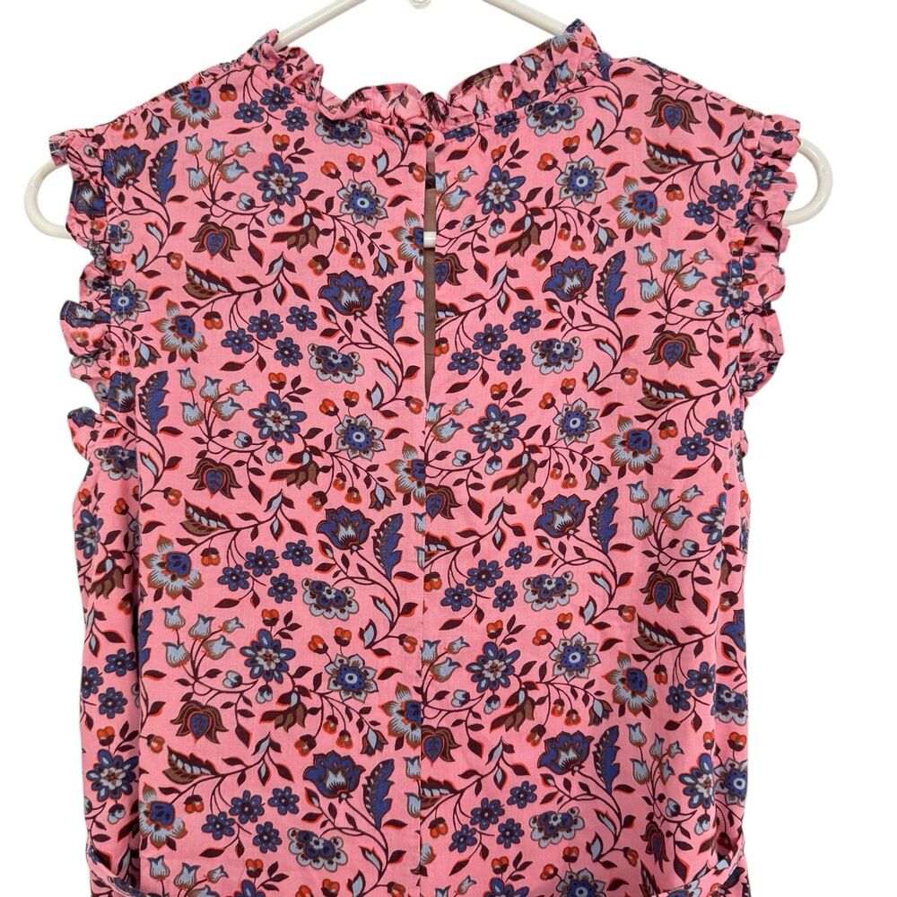BODEN Size 6 R Floral Sleeveless Smocked Mini Dress ruffles Pink Spring summer - Picture 8 of 11